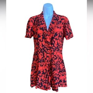 Zara Red and Black Print Romper, Women’s Size Small